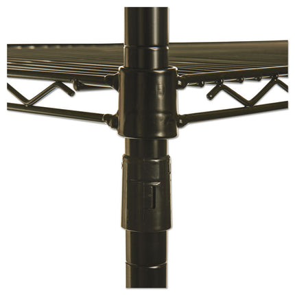 NSF Certified Industrial Four-Shelf Wire Shelving Kit, 48w x 24d x 72h, Black