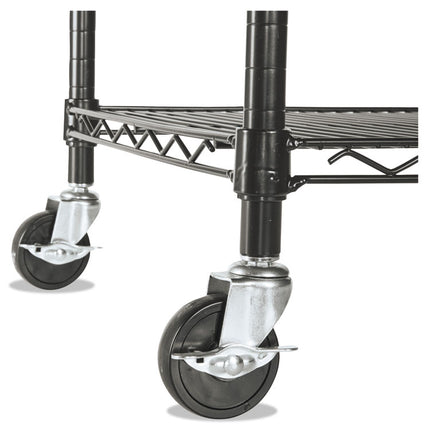 Nsf Certified 4-Shelf Wire Shelving Kit With Casters, 48w X 18d X 72h, Black