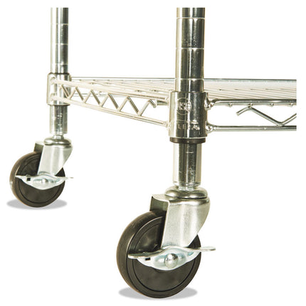 Nsf Certified 4-Shelf Wire Shelving Kit With Casters, 48w X 18d X 72h, Silver