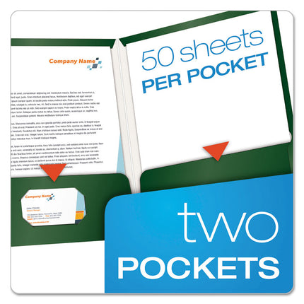 High Gloss Laminated Paperboard Folder, 100-Sheet Capacity, 11 X 8.5, Green, 25/box