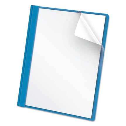 Clear Front Standard Grade Report Cover, Three-Prong Fastener, 0.5" Capacity, 8.5 X 11, Clear/light Blue, 25/box