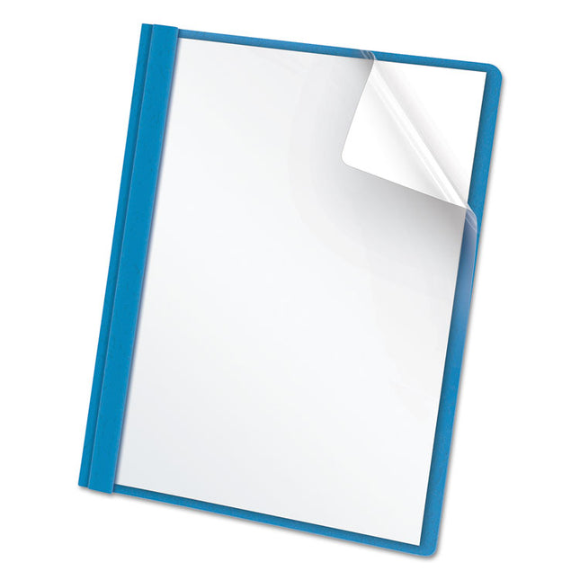 Clear Front Standard Grade Report Cover, Three-Prong Fastener, 0.5" Capacity, 8.5 X 11, Clear/light Blue, 25/box