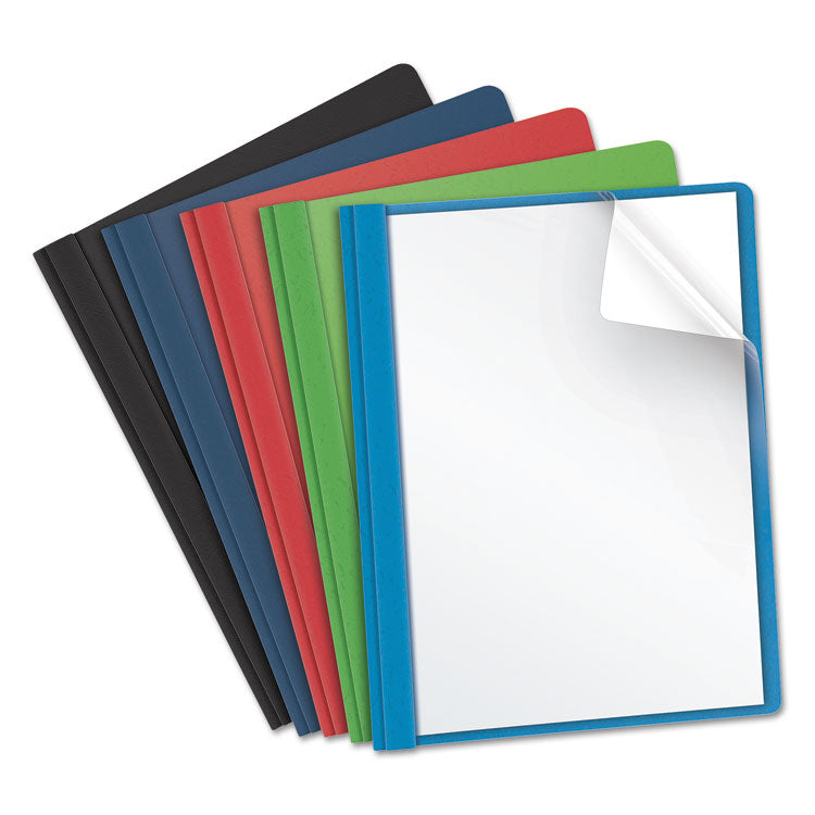 Clear Front Standard Grade Report Cover, Three-Prong Fastener, 0.5" Capacity, 8.5 X 11, Clear/assorted, 25/box