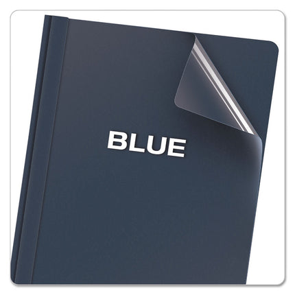 Clear Front Standard Grade Report Cover, Three-Prong Fastener, 0.5" Capacity, 8.5 x 11,  Clear/Dark Blue, 25/Box