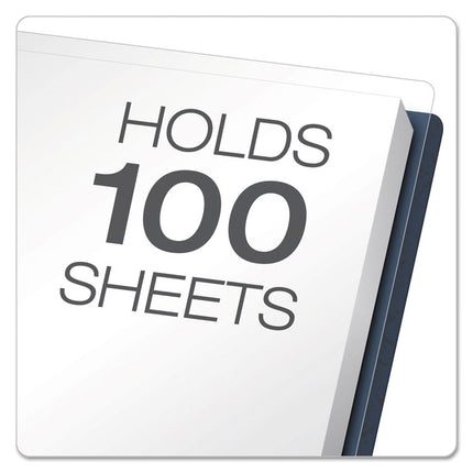 Clear Front Standard Grade Report Cover, Three-Prong Fastener, 0.5" Capacity, 8.5 x 11,  Clear/Dark Blue, 25/Box