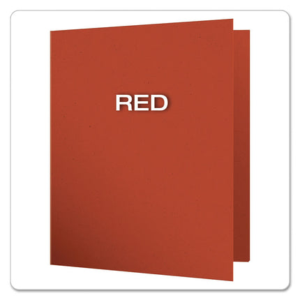 Earthwise By Oxford 100% Recycled Paper Twin-Pocket Portfolio, 100-Sheet Capacity, 11 X 8.5, Red, 25/box