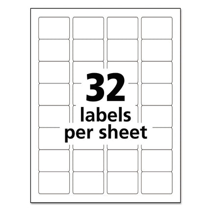 Durable Permanent Id Labels With Trueblock Technology, Laser Printers, 1.25 X 1.75, White, 32/sheet, 50 Sheets/pack