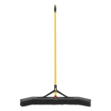 Maximizer Push-To-Center Broom, Poly Bristles, 36 X 58.13, Steel Handle, Yellow/black