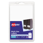 Removable Multi-Use Labels, Inkjet/laser Printers, 3 X 4, White, 2/sheet, 40 Sheets/pack, (5453)