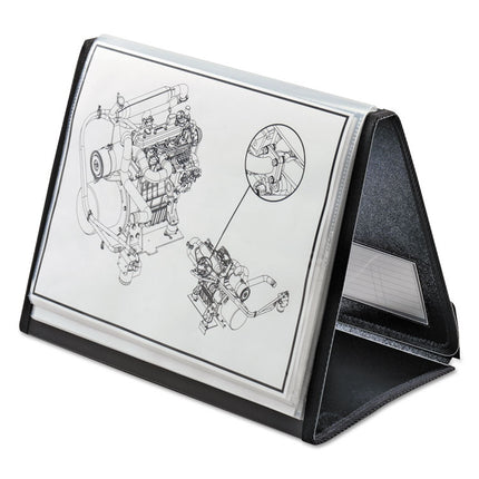 Showfile Horizontal Display Easel, 20 Letter-Size Sleeves, Black