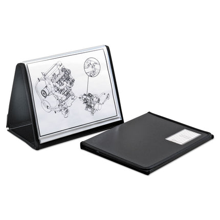 Showfile Horizontal Display Easel, 20 Letter-Size Sleeves, Black