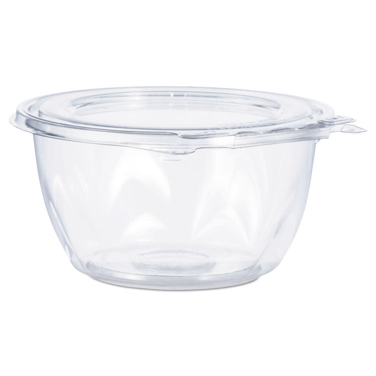 Tamper-Resistant, Tamper-Evident Bowls with Flat Lid, 16 oz, 5.5" Diameter x 2.7" h, Clear, Plastic, 240/Carton