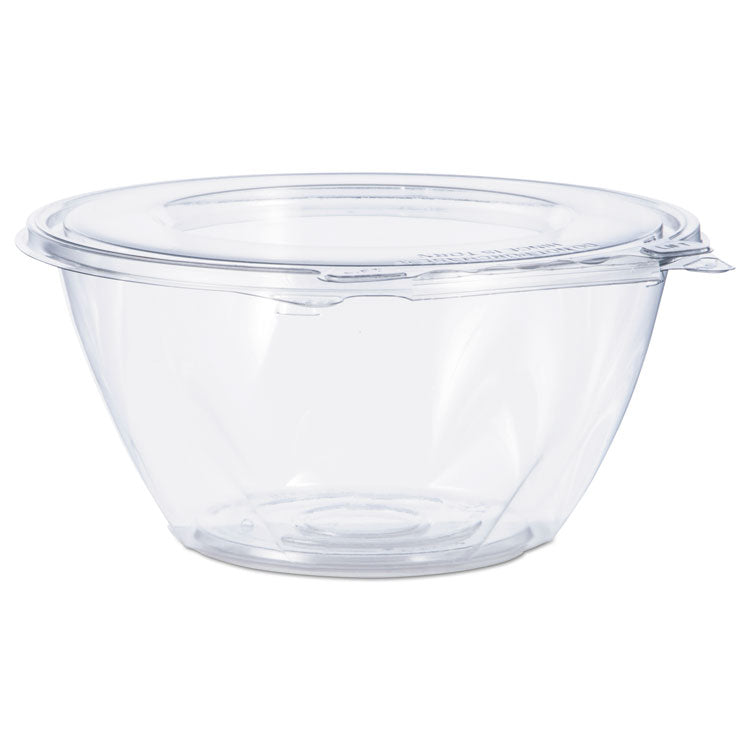 Tamper-Resistant, Tamper-Evident Bowls with Flat Lid, 32 oz, 7" Diameter x 3.2" h, Clear, Plastic, 150/Carton