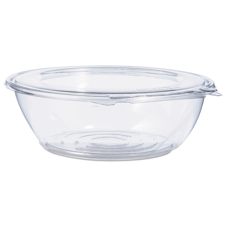Tamper-Resistant, Tamper-Evident Bowls with Flat Lid, 48 oz, 8.9" Diameter x 2.8" h, Clear, Plastic, 100/Carton