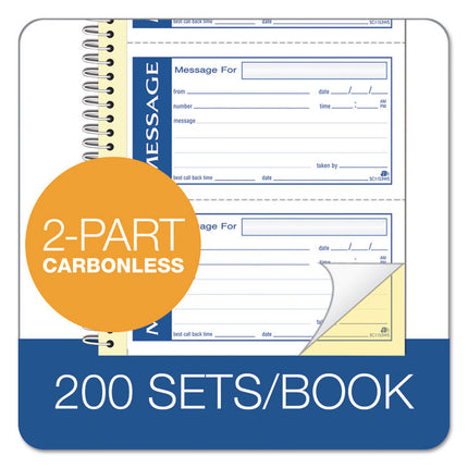 Write 'n Stick Phone Message Book, Two-Part Carbonless, 4.75 x 2.75, 4 Forms/Sheet, 200 Forms Total