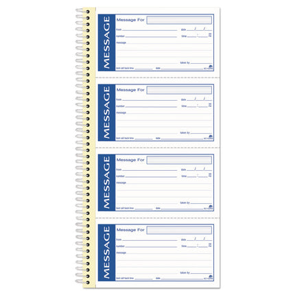 Write 'n Stick Phone Message Book, Two-Part Carbonless, 4.75 x 2.75, 4 Forms/Sheet, 200 Forms Total
