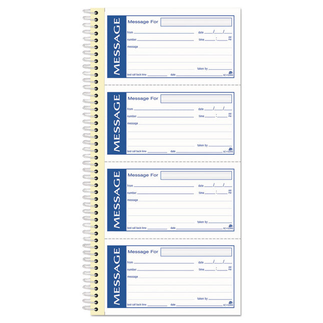 Write 'n Stick Phone Message Book, Two-Part Carbonless, 4.75 x 2.75, 4 Forms/Sheet, 200 Forms Total