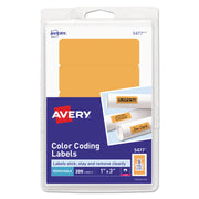 Printable Self-Adhesive Removable Color-Coding Labels, 1 X 3, Neon Orange, 5/sheet, 40 Sheets/pack, (5477)