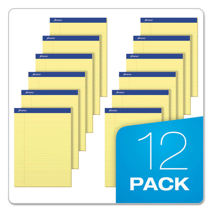 Recycled Writing Pads, Wide/legal Rule, Politex Green Kelsu Headband, 50 Canary-Yellow 8.5 X 11.75 Sheets, Dozen