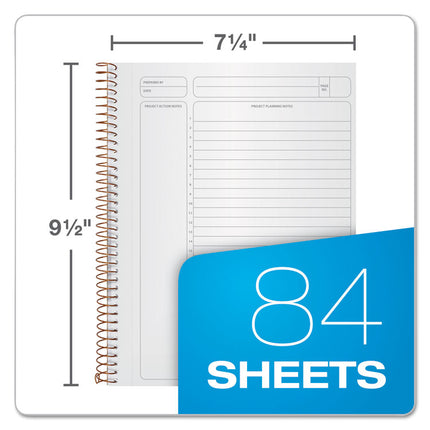 Gold Fibre Wirebound Project Notes Book, Project-Management Format, Green Cover, (84) 9.5 x 7.25 Sheets