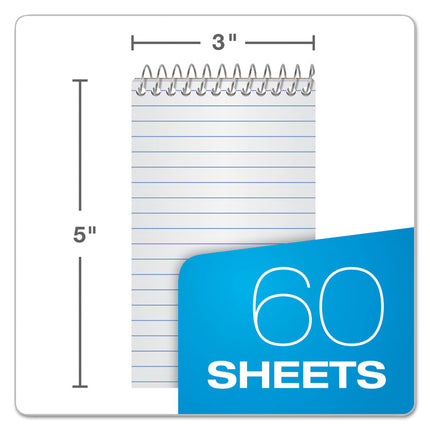Memo Pads, Narrow Rule, Assorted Cover Colors, 60 White 3 X 5 Sheets, 3/pack