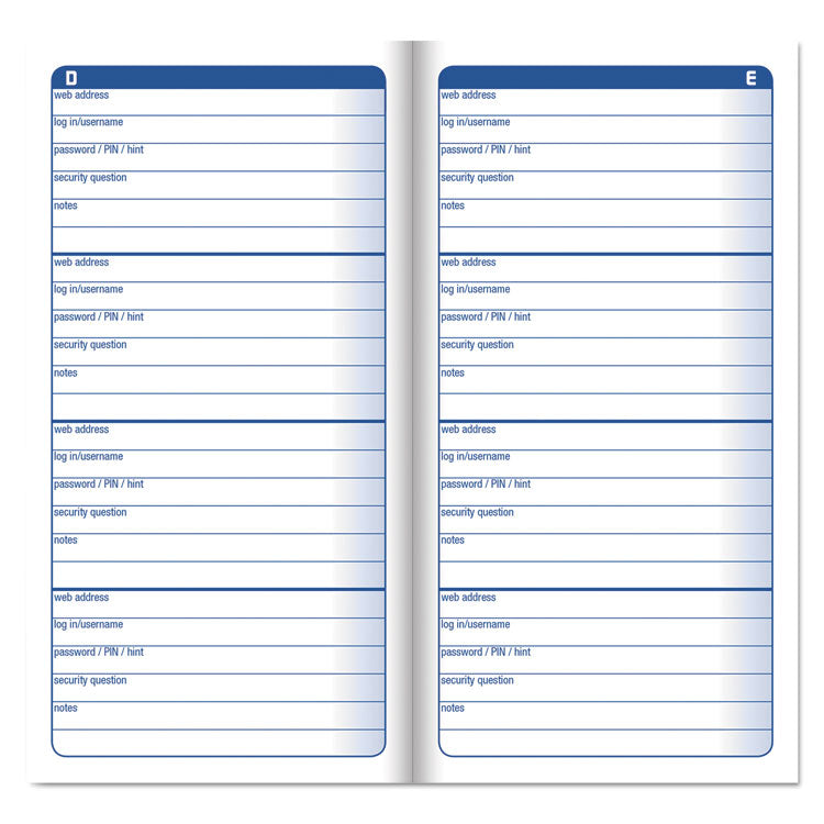 Password Journal, One-Part (No Copies), 3 x 1.5, 4 Forms/Sheet, 192 Forms Total