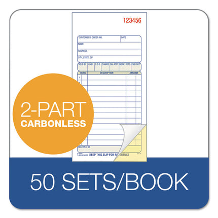 Multipart Sales Order Pad, 12 Lines, Two-Part Carbonless, 3.34 x 6.69, 50 Forms Total