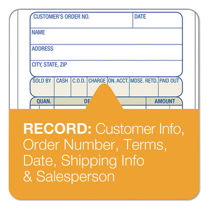 Multipart Sales Order Pad, 12 Lines, Two-Part Carbonless, 3.34 x 6.69, 50 Forms Total