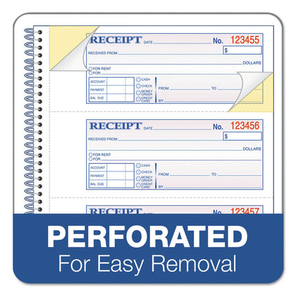 Multipart Money/Rent Receipt Book, Two-Part Carbonless, 7.13 x 2.75, 4 Forms/Sheet, 200 Forms Total