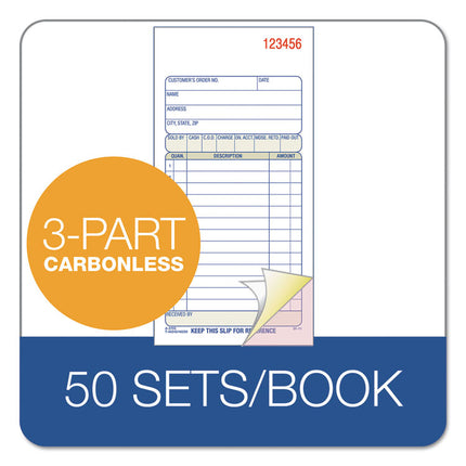 Multipart Sales Order Pad, Three-Part Carbonless, 3.25 x 7.13, 50 Forms Total