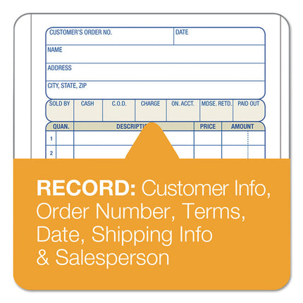 Multipart Sales Order Pad, Three-Part Carbonless, 3.25 x 7.13, 50 Forms Total