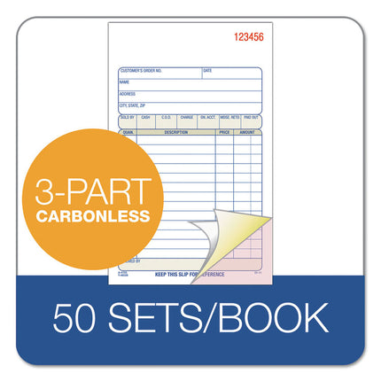 Multipart Sales Order Pad, Three-Part Carbonless, 4.19 x 6.69, 50 Forms Total