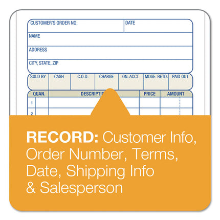 Multipart Sales Order Pad, Three-Part Carbonless, 4.19 x 6.69, 50 Forms Total