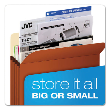 Earthwise by Pendaflex Recycled File Pockets, 3.5" Expansion, Letter Size, Red Fiber