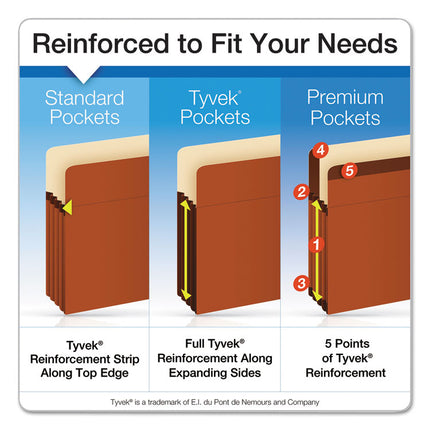 Earthwise by Pendaflex Recycled File Pockets, 3.5" Expansion, Letter Size, Red Fiber