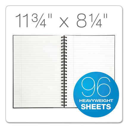 Royale Wirebound Business Notebooks, 1-Subject, Medium/College Rule, Black/Gray Cover, (96) 11.75 x 8.25 Sheets