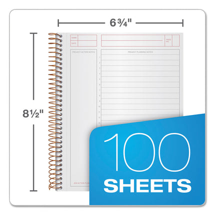 JEN Action Planner, 1-Subject, Narrow Rule, Black Cover, (100) 8.5 x 6.75 Sheets