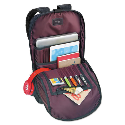 Draft Backpack, Fits Devices Up to 15.6", Nylon, 6.25 x 18.12 x 18.12, Black