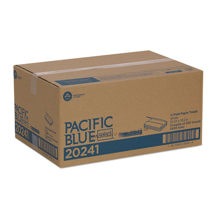Pacific Blue Select C-Fold Paper Towel, 1-Ply, 10.1 x 10.1, White, 200/Pack, 12 Packs/Carton