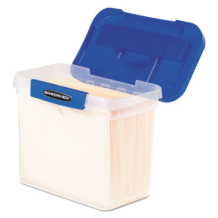Heavy-Duty Portable File Box, Letter Files, 14.25" X 8.63" X 11.06", Clear/blue
