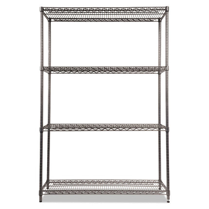 Wire Shelving Starter Kit, Four-Shelf, 48w X 18d X 72h, Black Anthracite