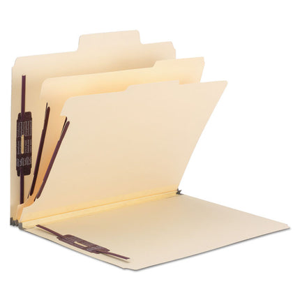 SuperTab Classification Folders, Six SafeSHIELD Fasteners, 2" Expansion, 2 Dividers, Letter Size, Dark Gray, 10/Box