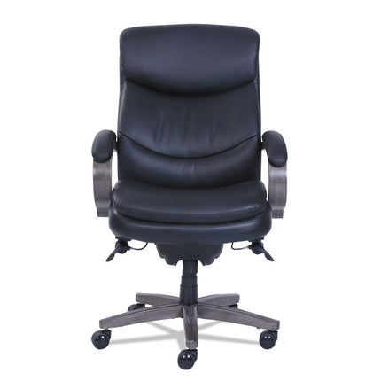 Woodbury High-Back Executive Chair, Supports Up To 300 Lb, 20.25" To 23.25" Seat Height, Black Seat/back, Weathered Gray Base