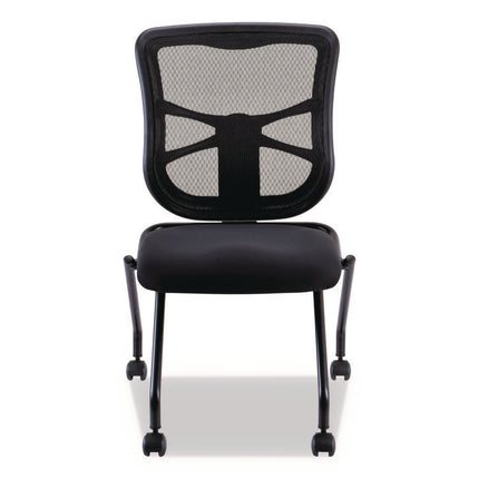 Alera Elusion Mesh Nesting Chairs, Supports Up to 275 lb, 18.1" Seat Height, Black Seat, Black Back, Black Base, 2/Carton