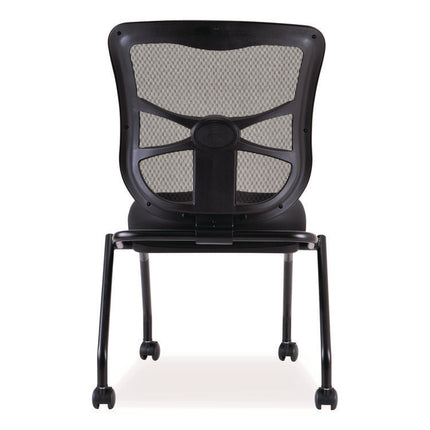 Alera Elusion Mesh Nesting Chairs, Supports Up to 275 lb, 18.1" Seat Height, Black Seat, Black Back, Black Base, 2/Carton