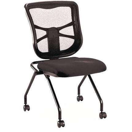 Alera Elusion Mesh Nesting Chairs, Supports Up to 275 lb, 18.1" Seat Height, Black Seat, Black Back, Black Base, 2/Carton