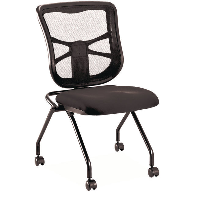 Alera Elusion Mesh Nesting Chairs, Supports Up to 275 lb, 18.1" Seat Height, Black Seat, Black Back, Black Base, 2/Carton