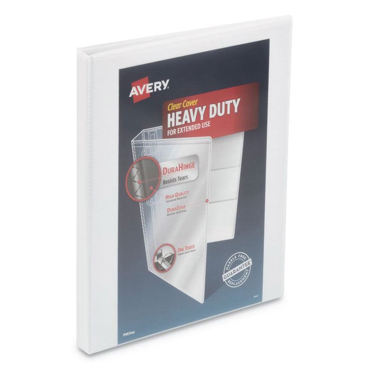 Heavy-Duty View Binder With Durahinge And One Touch Slant Rings, 3 Rings, 0.5" Capacity, 11 X 8.5, White