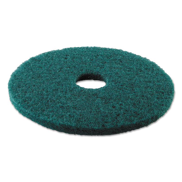 Heavy-Duty Scrubbing Floor Pads, 13" Diameter, Green, 5/carton