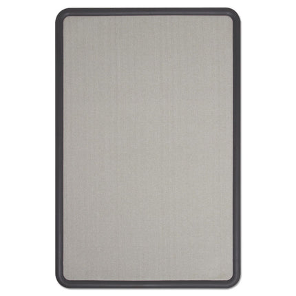 Contour Fabric Bulletin Board, 36" x 24", Gray Surface, Black Plastic Frame